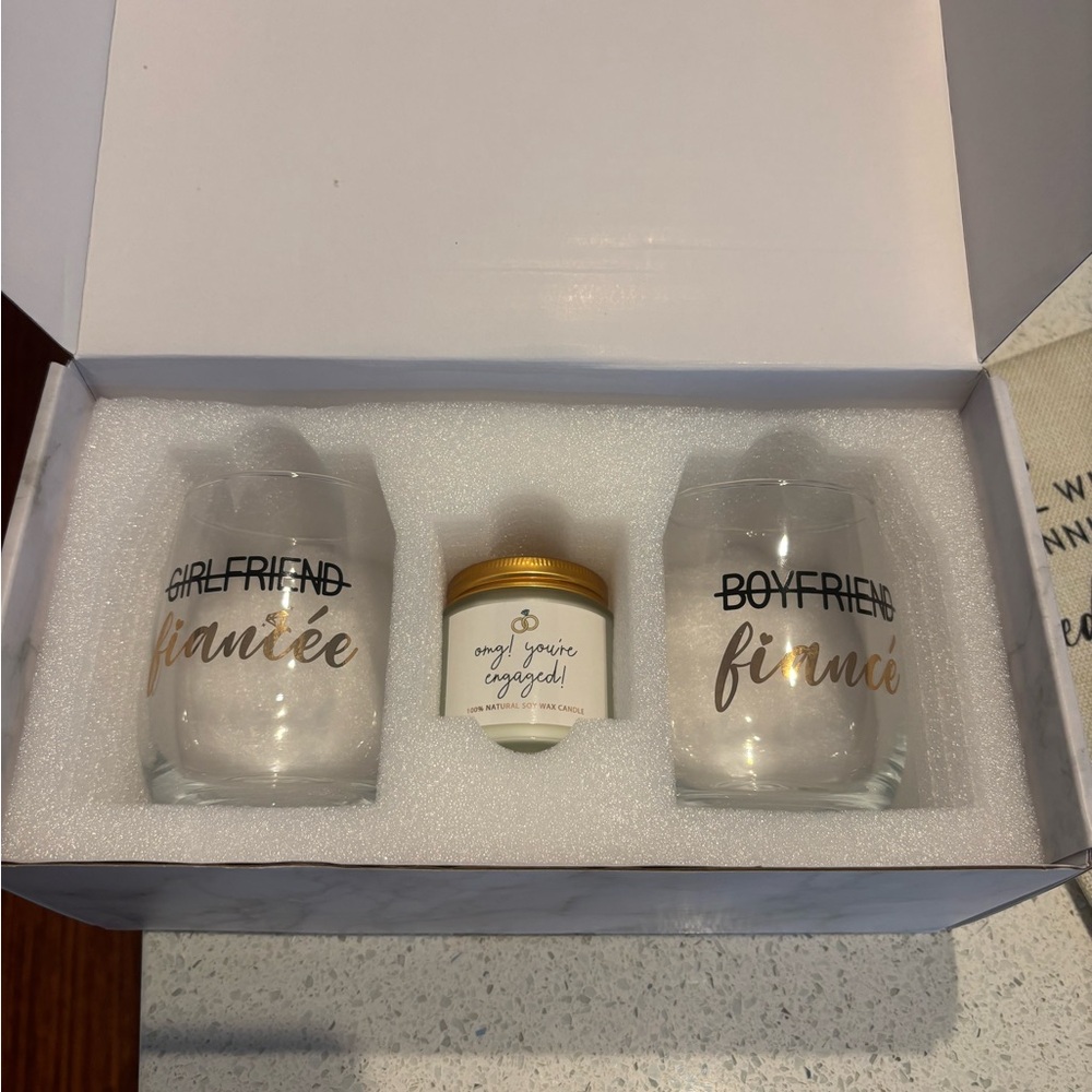 Engagement Glass and Candle Set